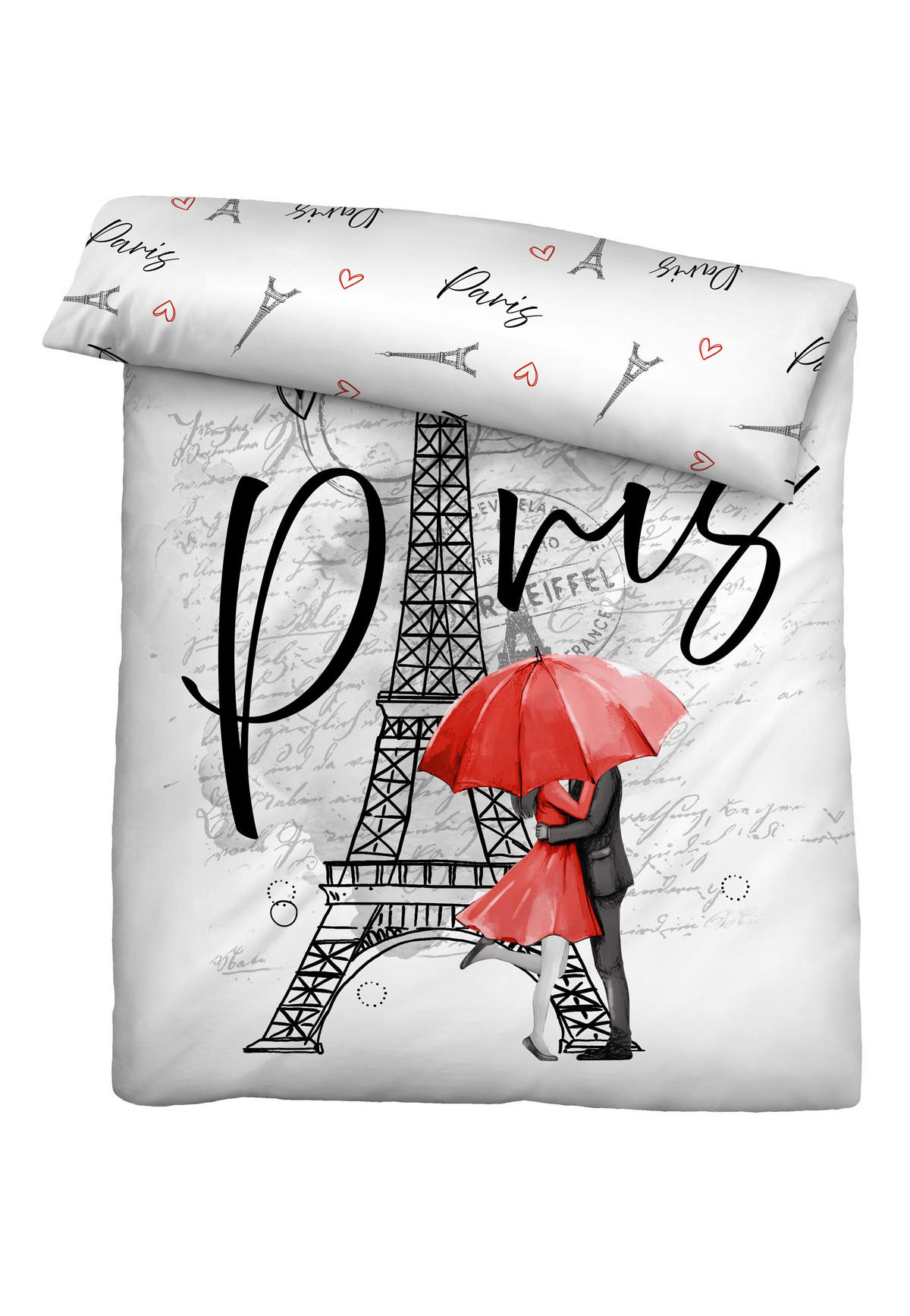 BETTWÄSCHE-GARNITUR Renforcé Paris grau, 135x200 cm + 80x80 cm - Grau, Textil (135/200cm) - Castell