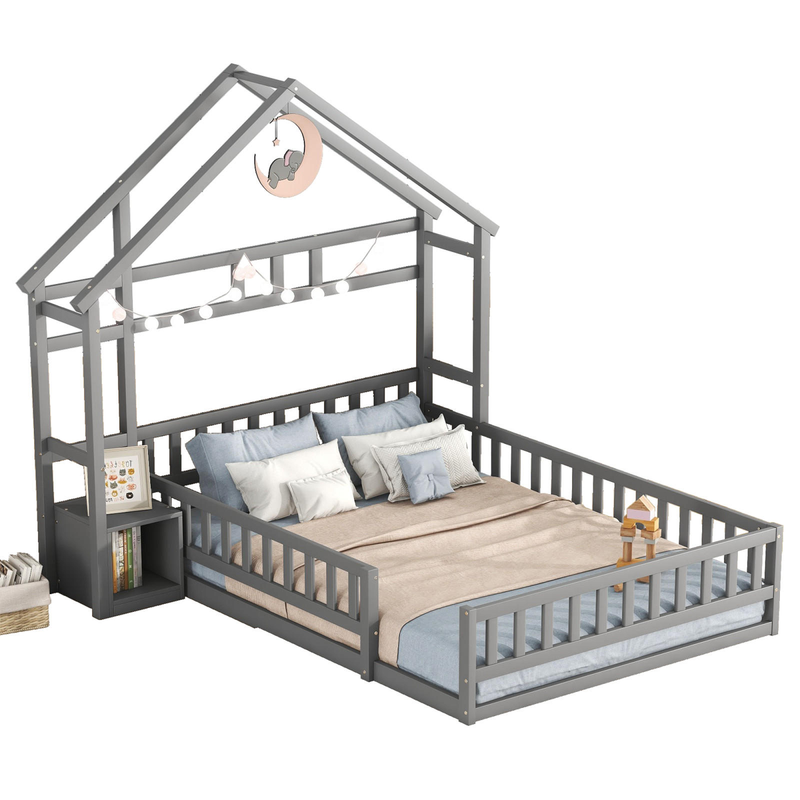 KINDERBETT 140x200 cm Haus grau - Grau, Holz (140/200cm) - LEBENLANG