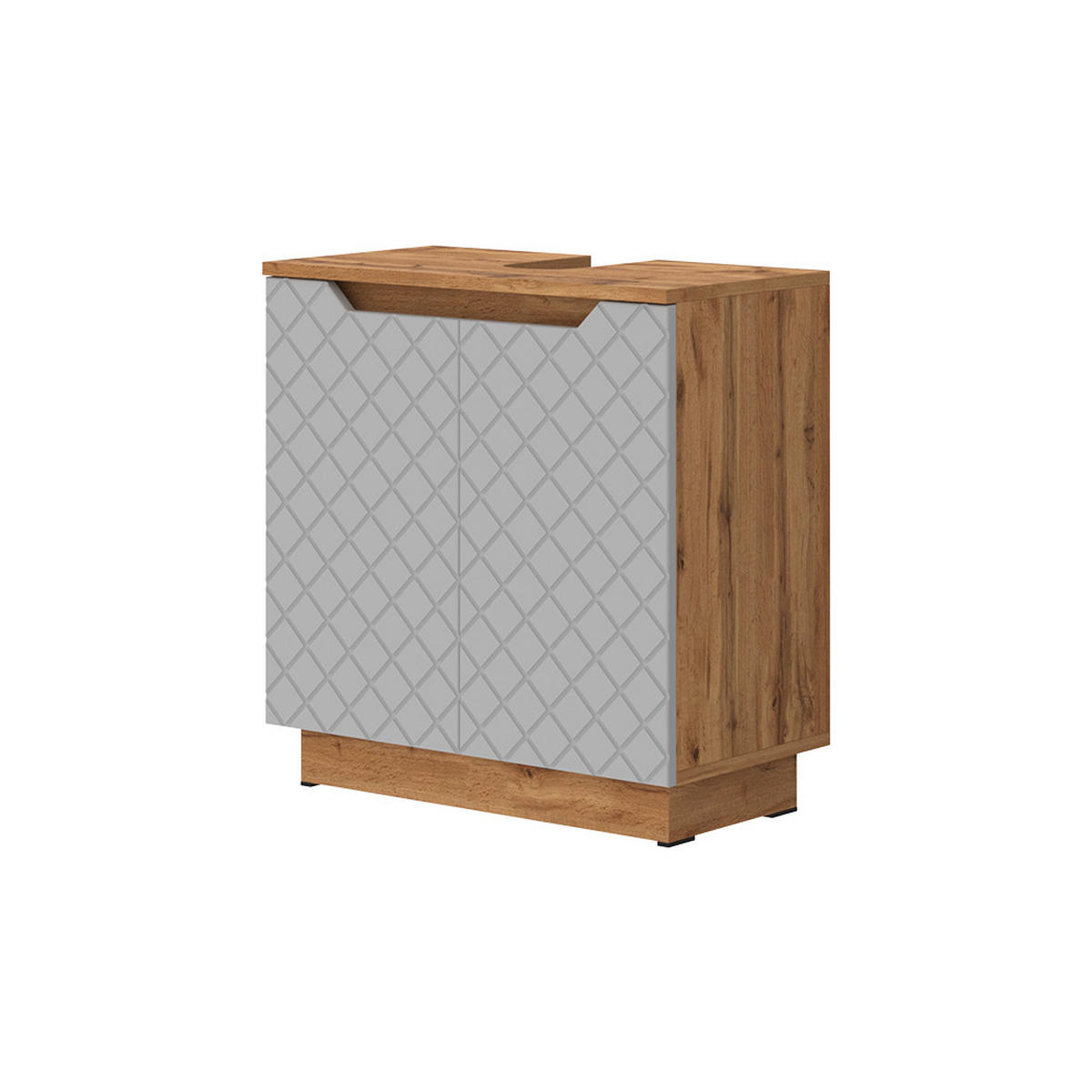 WASCHBECKENUNTERSCHRANK Lotta Eiche/Grau mit Kachelstruktur 59.8 x 62.1 cm mit 2 Türen - Eichefarben/Grau, Holzwerkstoff (59.8/62.1/32cm) - Vicco