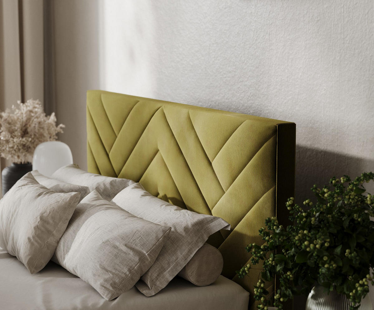 POLSTERBETT Arco 160/200 cm Olivgrün im Kronos Stoff - Schwarz/Naturfarben, Holz/Holzwerkstoff (160/200cm) - AltaBeds