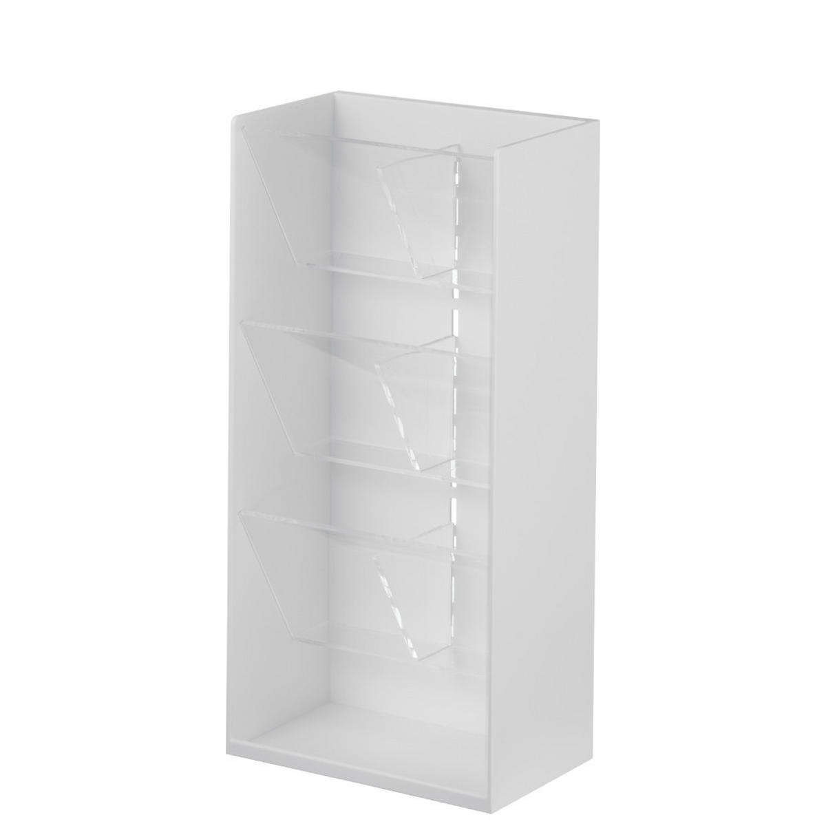 VĚŽ na úložný prostor pro make-up - V 25 cm - bílá, plast (7.7/25/8.5cm) - Yamazaki