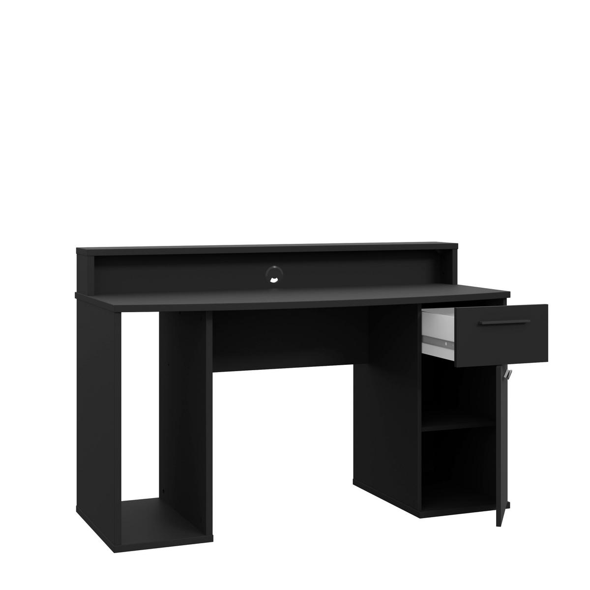 JUGENDZIMMER Oriental Tree Gamingzimmer in Bartex Eiche und Schwarz 7 teilig mit Gamingtisch - Braun, Holzwerkstoff (120/200/80cm)