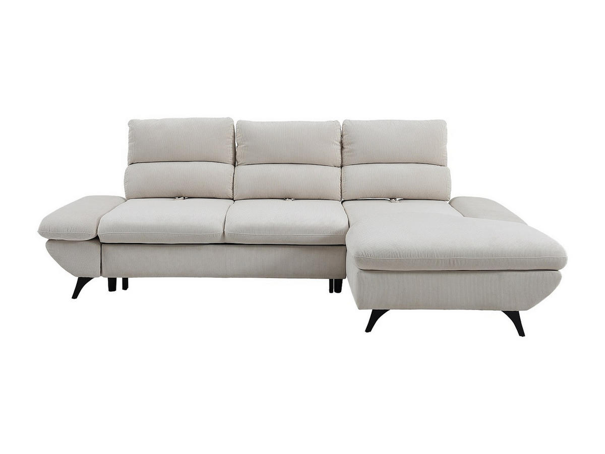 ECKSOFA Ecke rechts zum Ausklappen mit vor- und zurückklappbarer Rückenlehne aus Cordvelours Beige - LIORI - Beige, Textil (282/196cm) - Vente-Unique