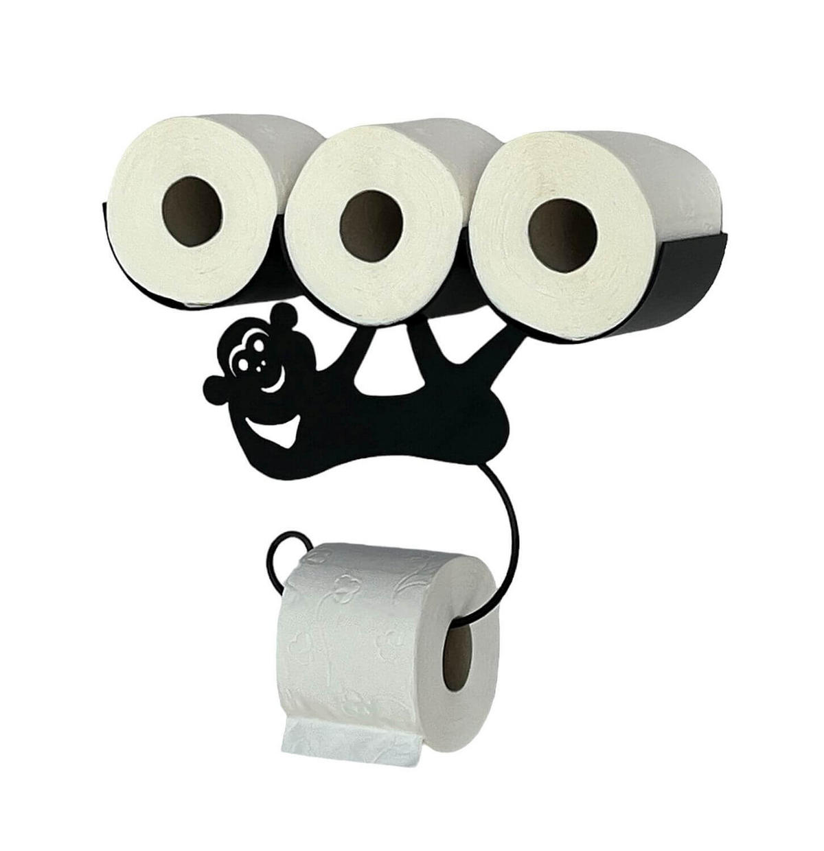 TOILETTENPAPIERHALTER Schwarz Matt Wand Metall Affe - Schwarz, Metall (38/24/10cm) - DanDiBo