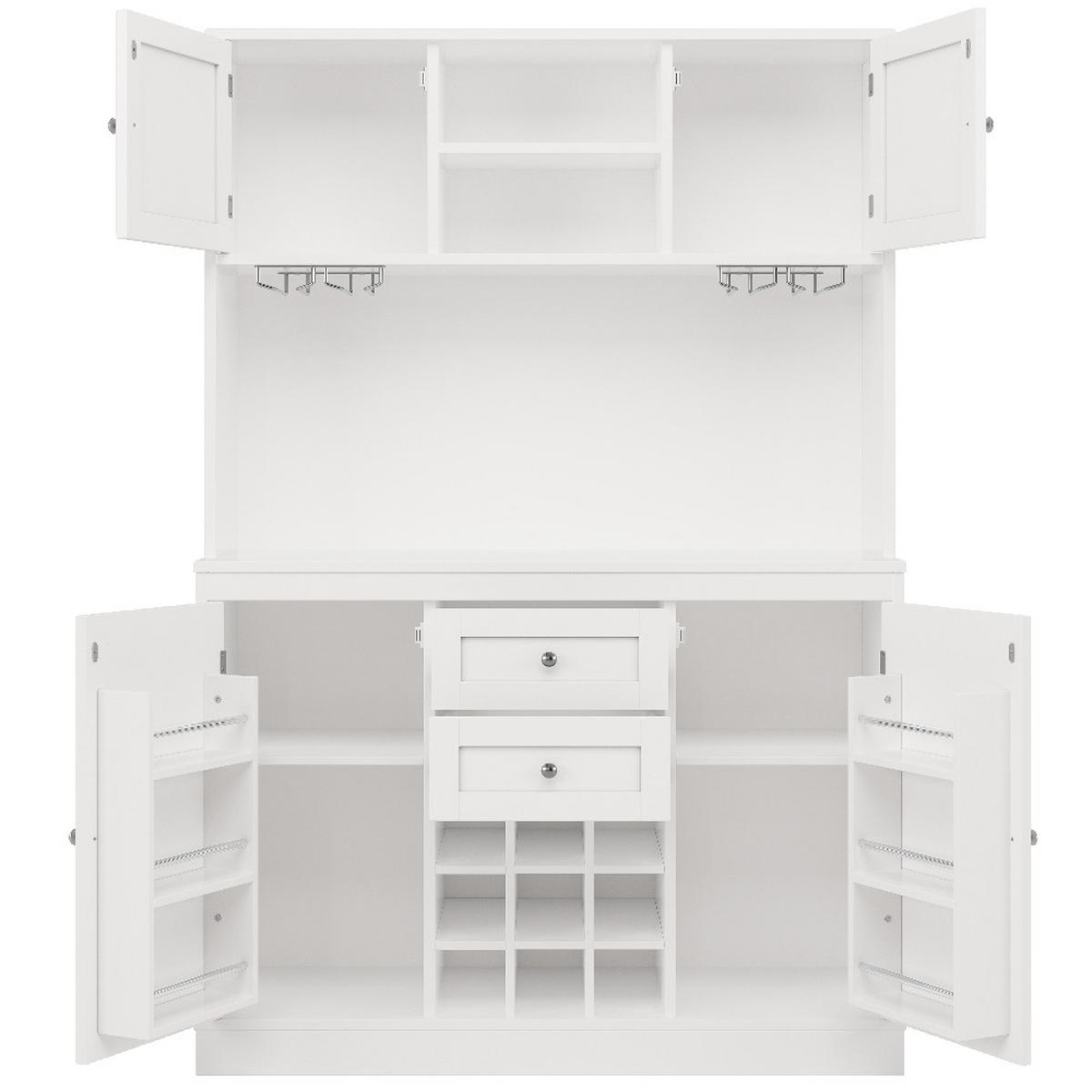 KÜCHENSCHRANK Buffetschrank MIT WEINREGAL MDF Weiß Küche 120/40/188 cm - Weiß, Kunststoff (40/188/120cm) - Rolipo