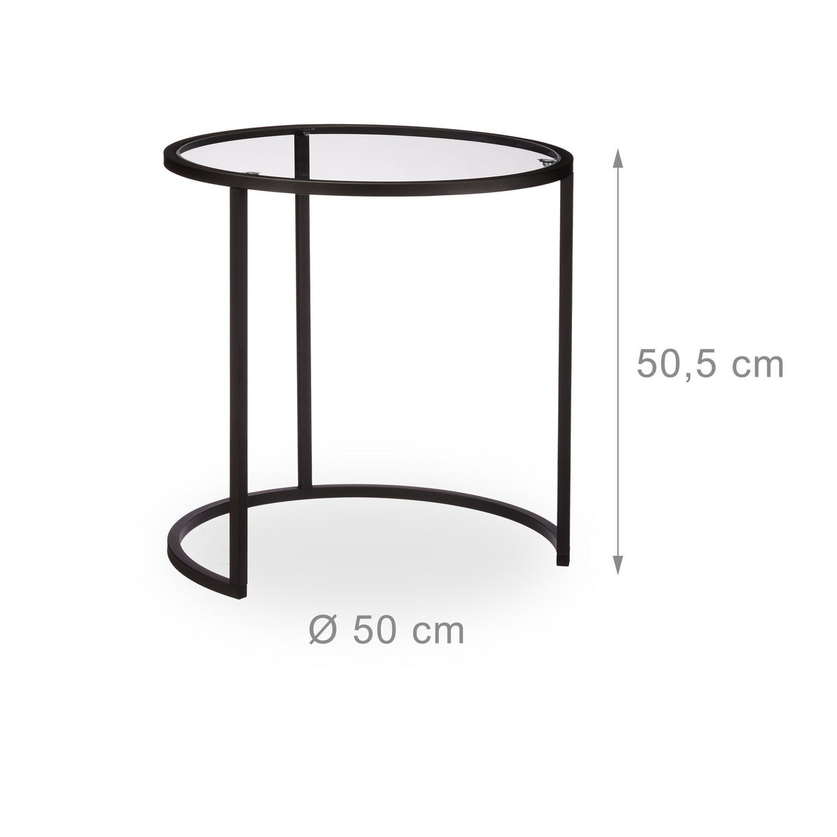 2XBEISTELLTISCH - Multicolor, Glas/Metall (50/50/50.5cm) - Relaxdays