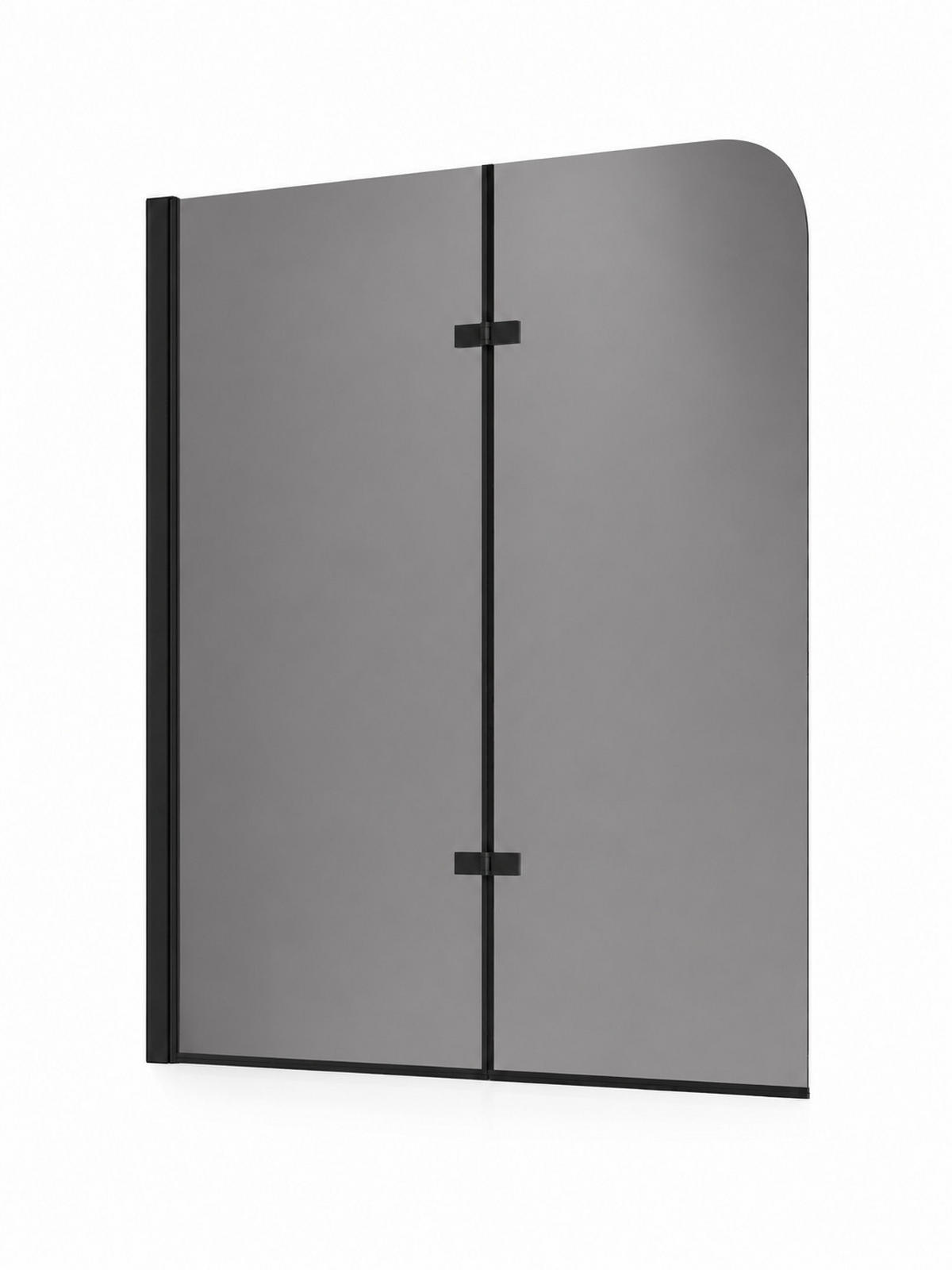 PARAVAN ZA KADU Austin 2 dijela crna s Rauchglass - 100 x 140 cm - crna, staklo (100/140cm) - Badplaats