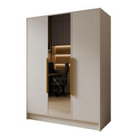 SCHRANK Kaschmir LUSO Mit Spiegel Und Goldenen Griffen 150 g - Beige, Holzwerkstoff (150/200/51cm) - Sepro Meble