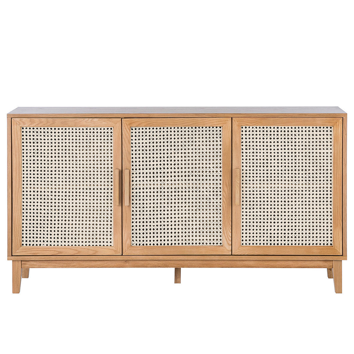 SIDEBOARD - Wiener Geflecht / Echtholzfurnier - Eichefarben, Naturmaterialien (150/80/40cm) - home24