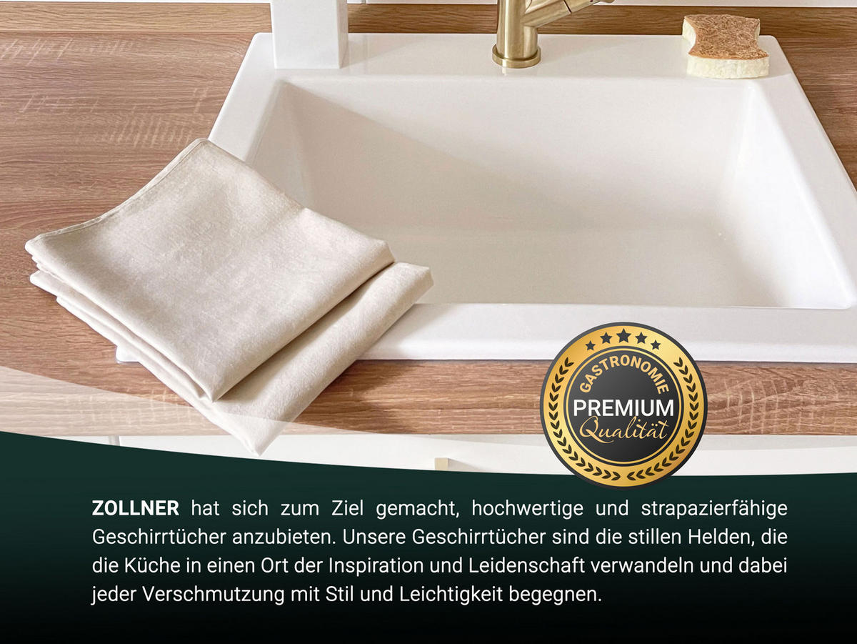 GESCHIRRTÜCHER, 4er-Set, 50x70 cm, 50% Baumwolle, 50% Leinen, Weiß - Creme, Textil (50/70cm) - Zollner