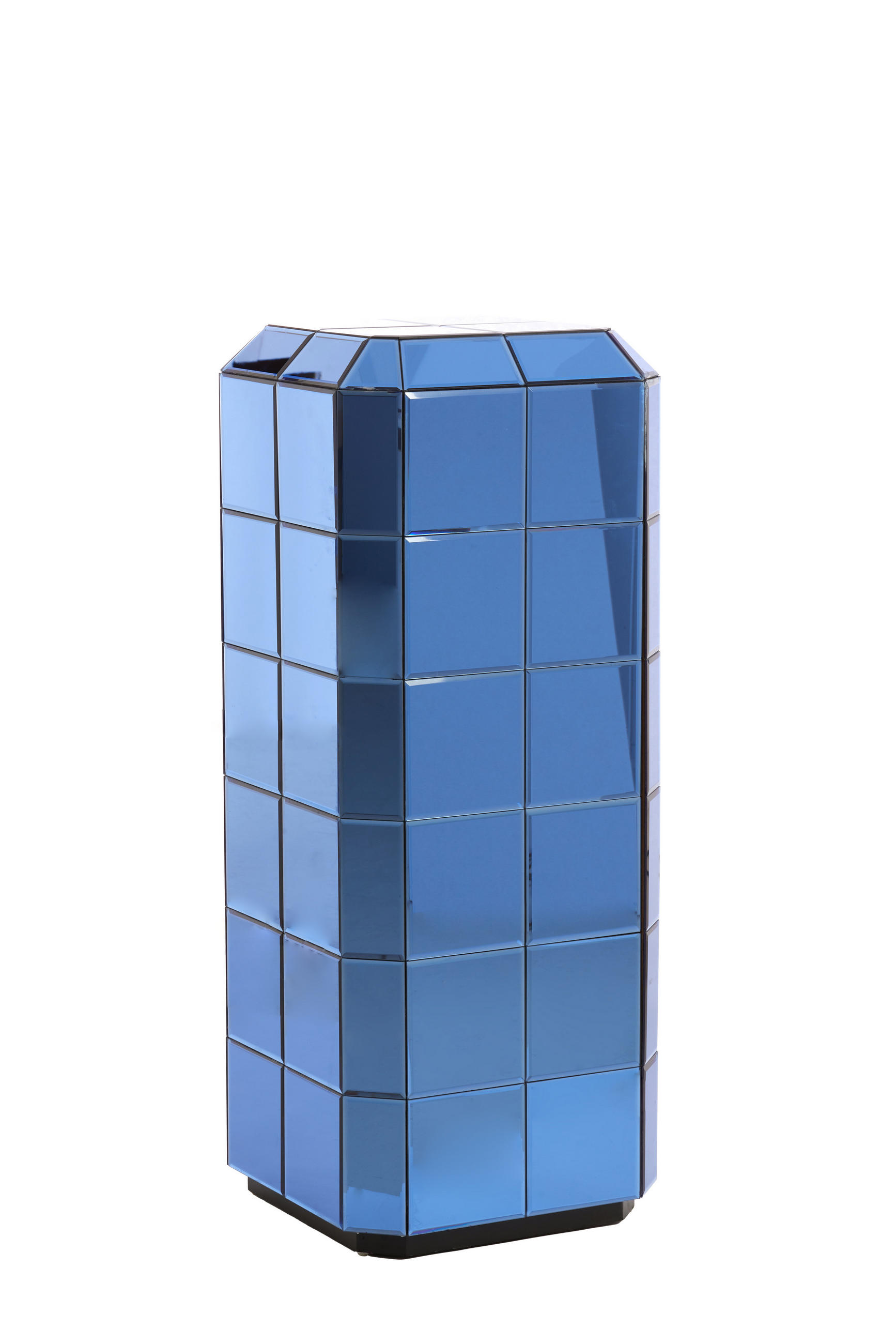 BLUMENSÄULE Luciano Blau 40/40/100 cm - Blau, Glas (40/40/100cm) - Light & Living