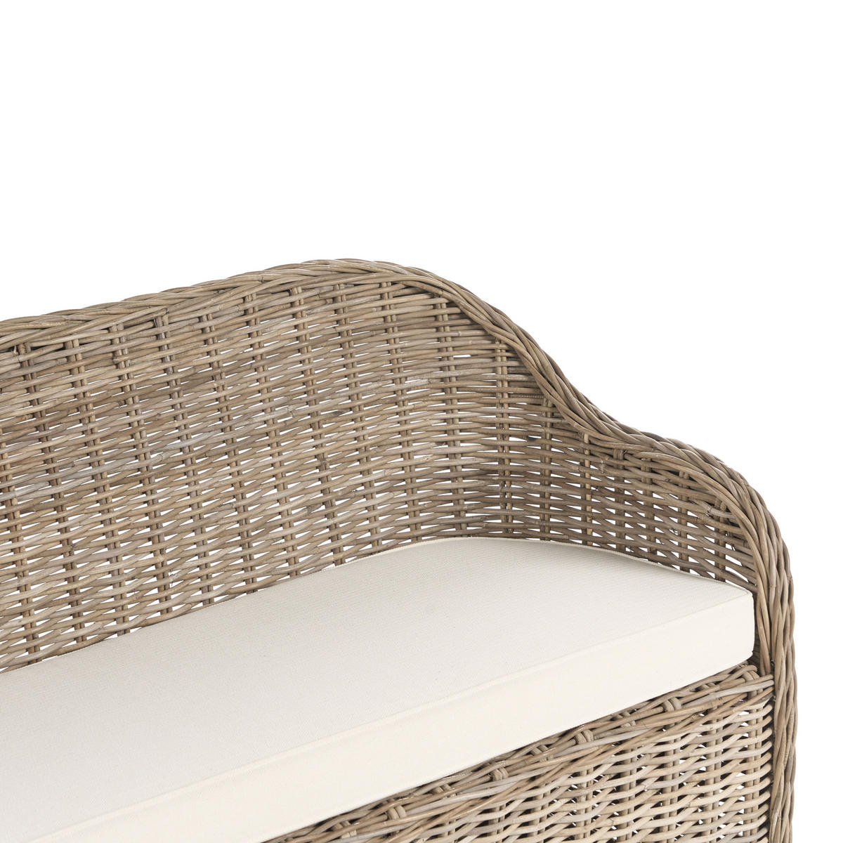GARTENSOFA 2-Sitzer Naturfarben Susua - Naturfarben/Weiß, Naturmaterialien (141/86/69cm) - Beliani