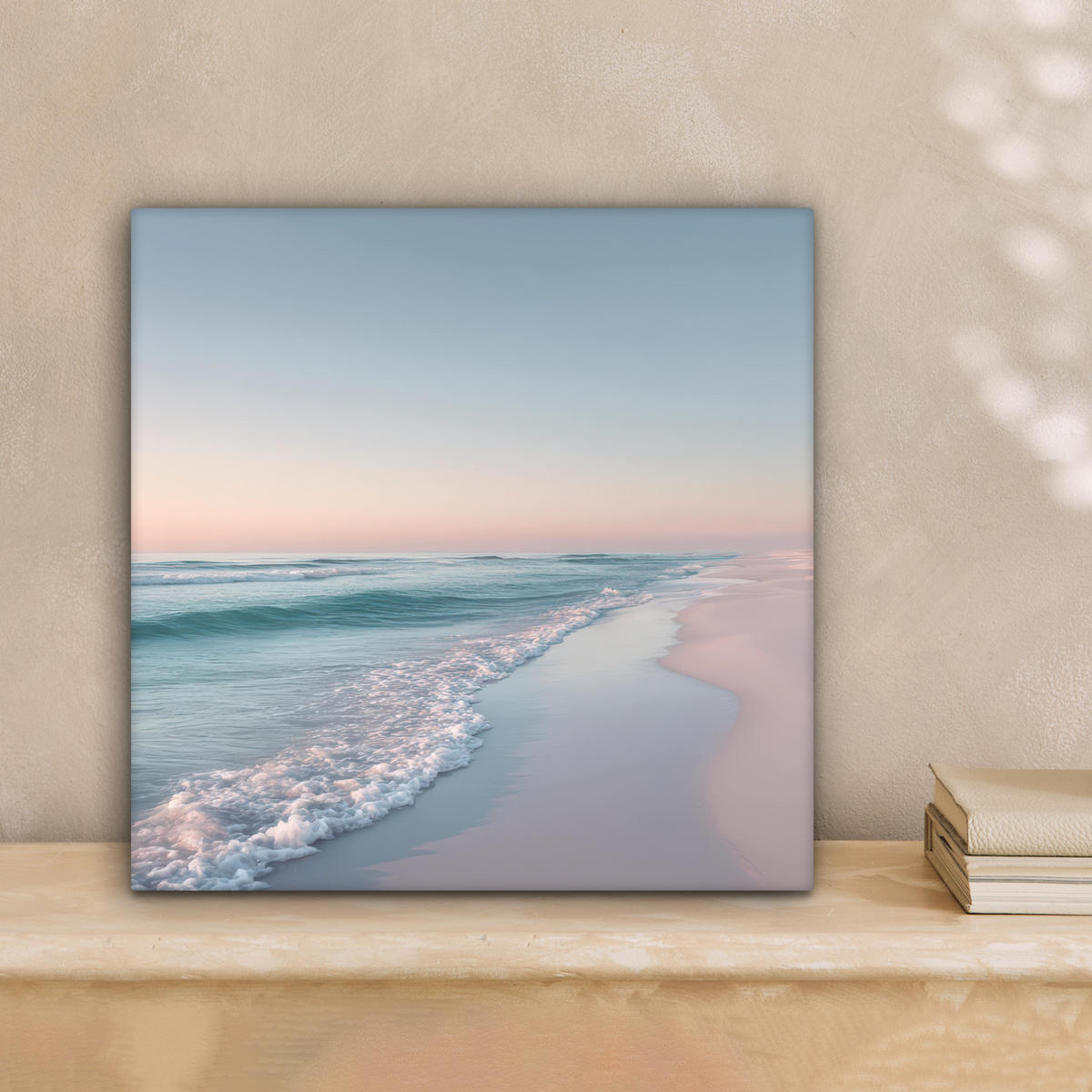 LEINWANDBILD Küstenlinie - Pastell - Wasser Deko Wohnzimmer 20x20 cm - Pastellblau, Textil (20/20cm) - MuchoWow