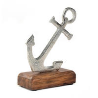 AUFSTELLER Maritim Anker Metall, Mangoholz silber-braun - Naturfarben, Holz (11/16/5cm) - DESIGN DELIGHTS