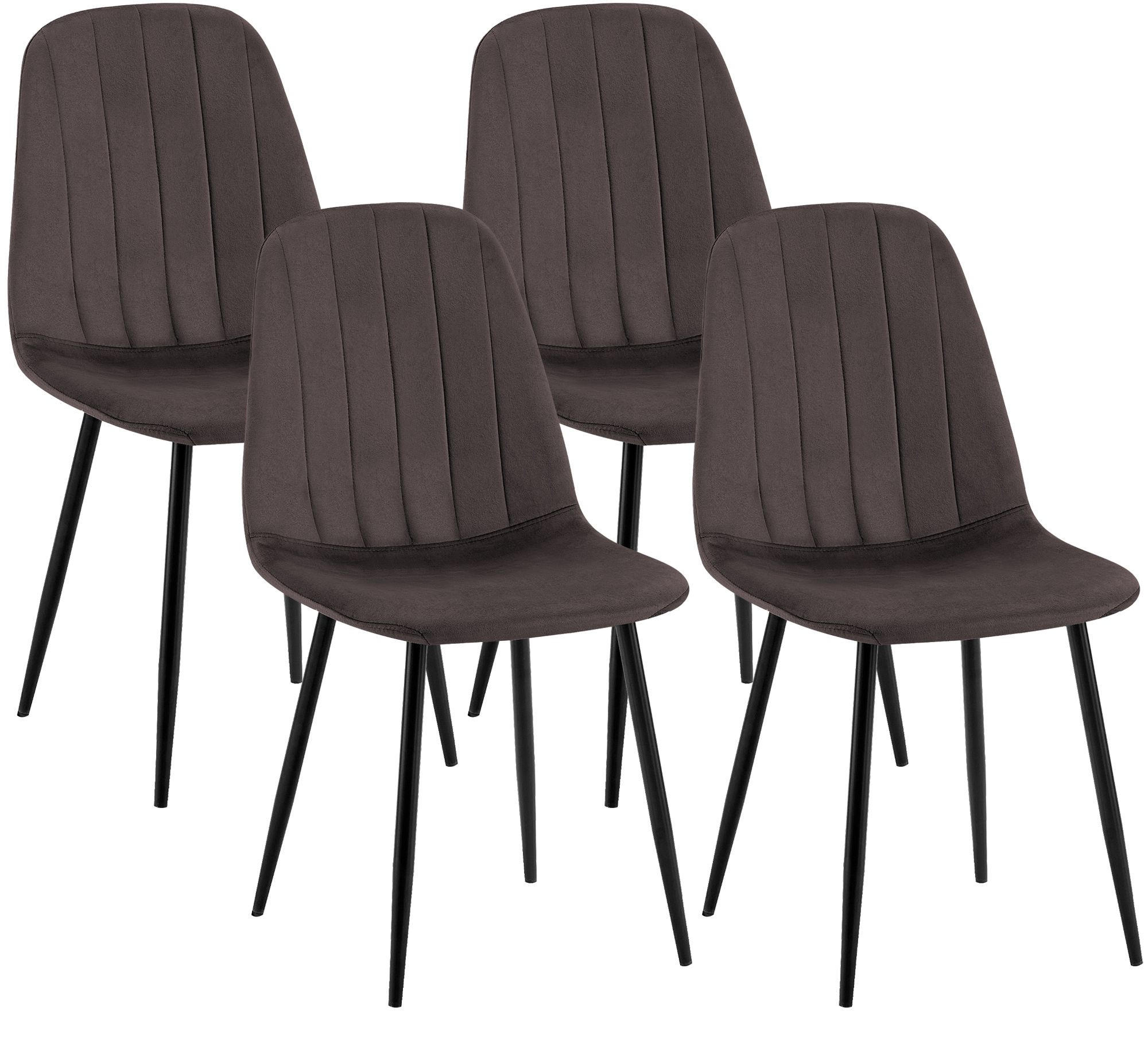 STUHL 4 Samt Braun - Schwarz/Braun, Textil/Metall (45/88/54cm) - CLP