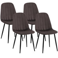 STUHL 4 Samt Braun - Schwarz/Braun, Textil/Metall (45/88/54cm) - CLP