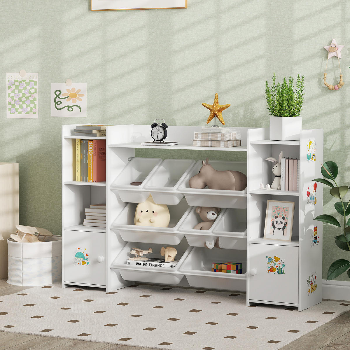 KINDERREGAL DE-17260 8 herausnehmbare Boxen & Bücherregal Weiß - Weiß, Metall (140/90/30cm) - ComfortXL