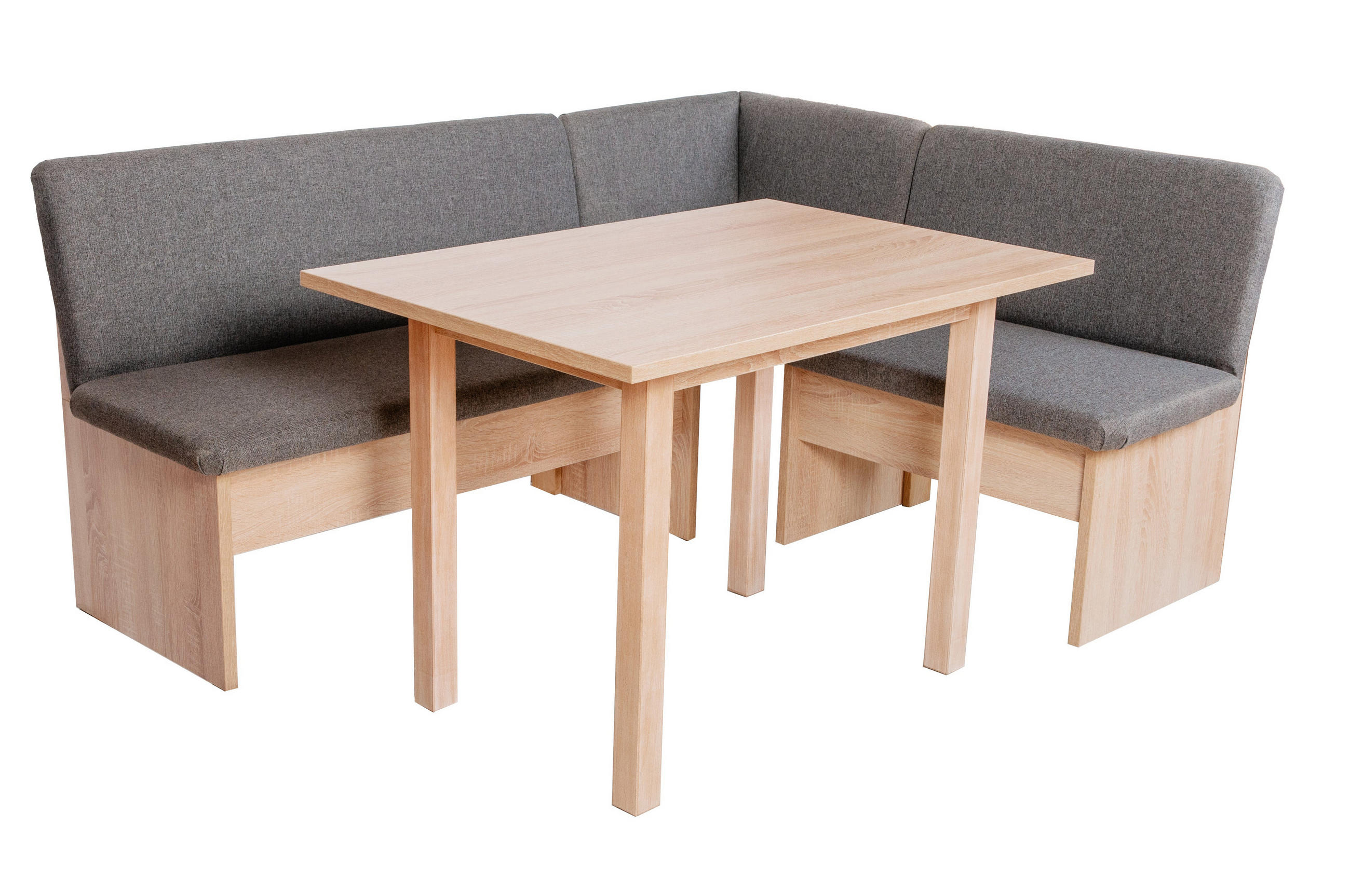 ECKBANKGRUPPE Die Vielseitige Tisch II - Eichefarben/Grau, Holzwerkstoff/Buchenholz (145/86/185cm) - Kundler Home
