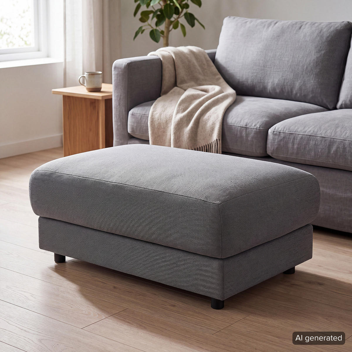 POLSTERHOCKER - Schwarz/Grau, Holz/Kunststoff (107/41/77cm) - home24