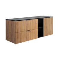 BADEZIMMER-SET, 57×46×140 cm, Eiche Craft / Schwarz, schwarzer Griff - Braun, Holzwerkstoff (140/57/46cm) - 3XE LIVING