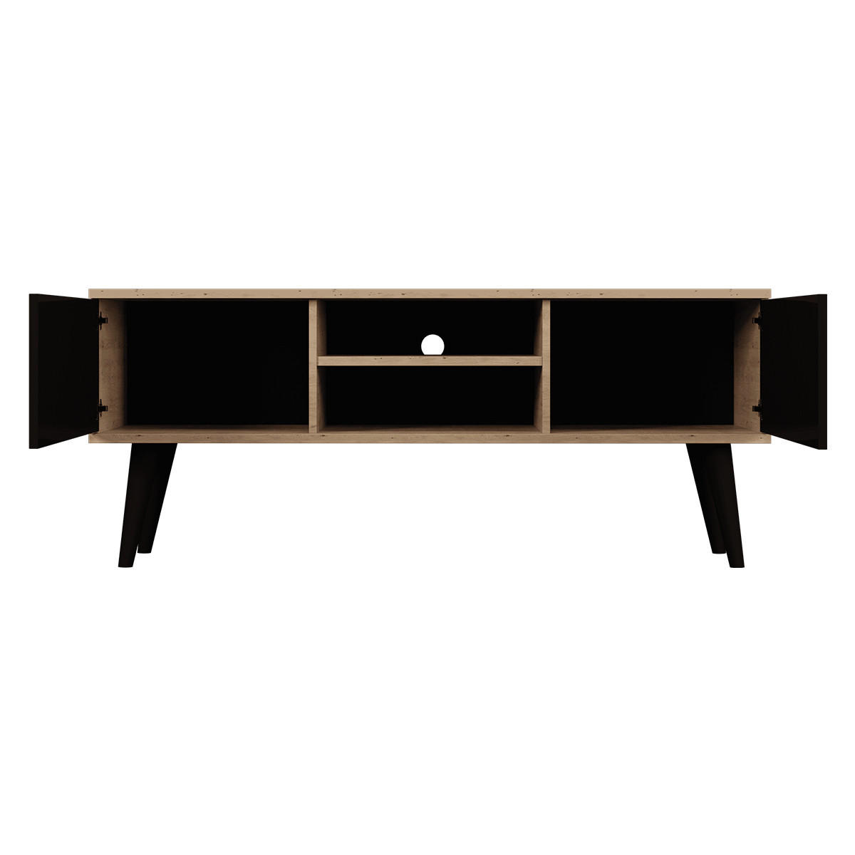 TV-MÖBEL Toronto Schwarz und Holz - Schwarz/Braun, Holzwerkstoff (120/35/55cm) - Petits-meubles