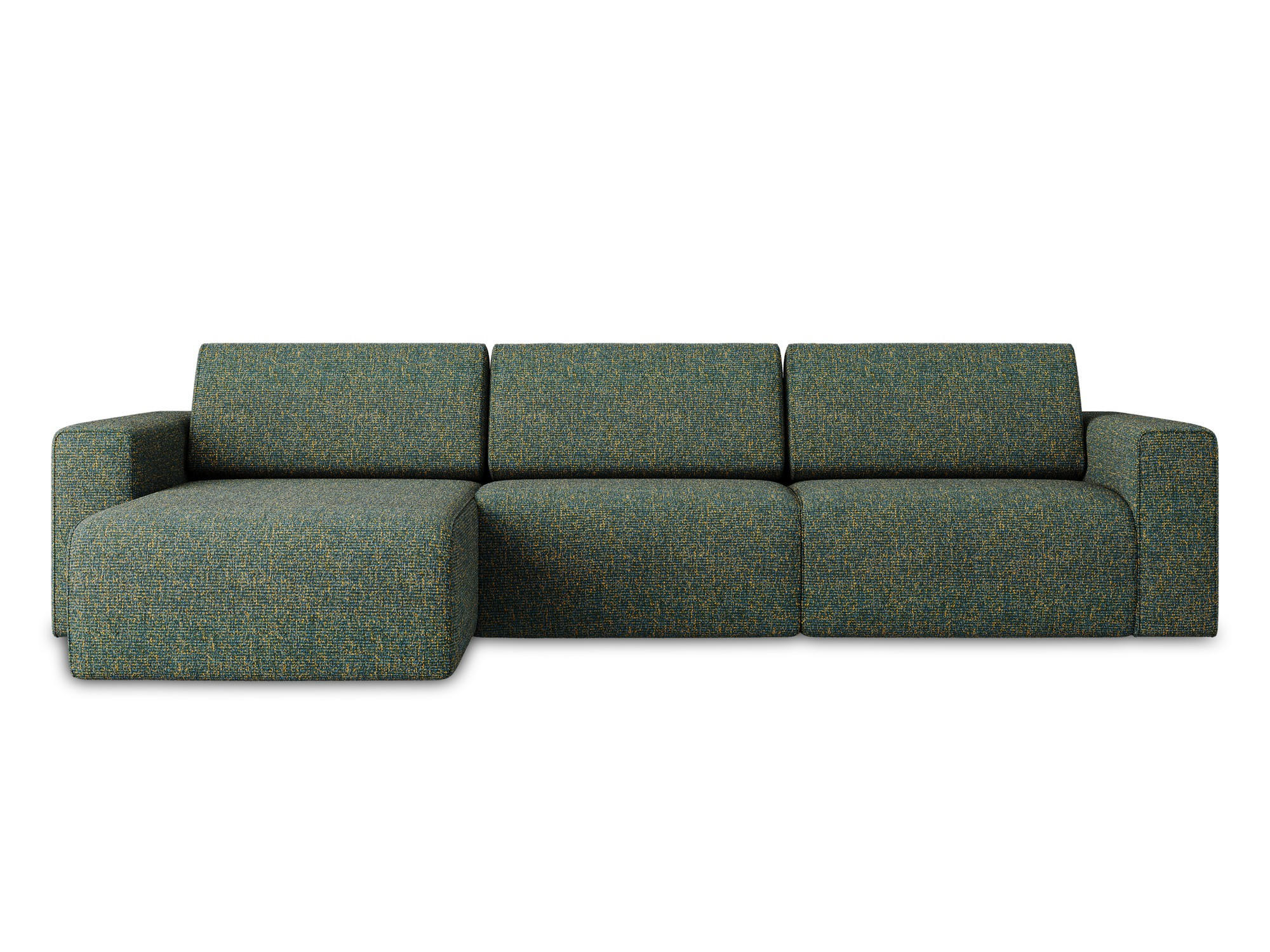 ECKSOFA Links Strukturstoff Stoff Grün - Blau/Schwarz, Kunststoff/Textil (167/314cm) - Makamii