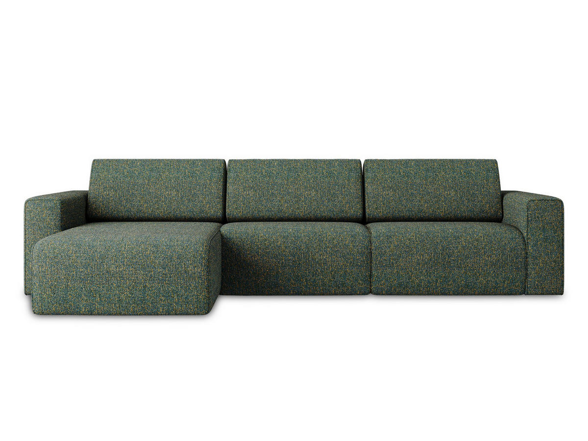 ECKSOFA Links Strukturstoff Stoff Grün - Blau/Schwarz, Kunststoff/Textil (167/314cm) - Makamii