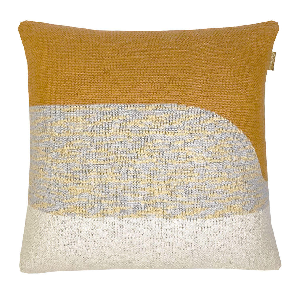 DEKOKISSEN Sonnenuntergang gestrickt Gelb 50x50 - Gelb, Textil (50/50/12cm) - Malagoon