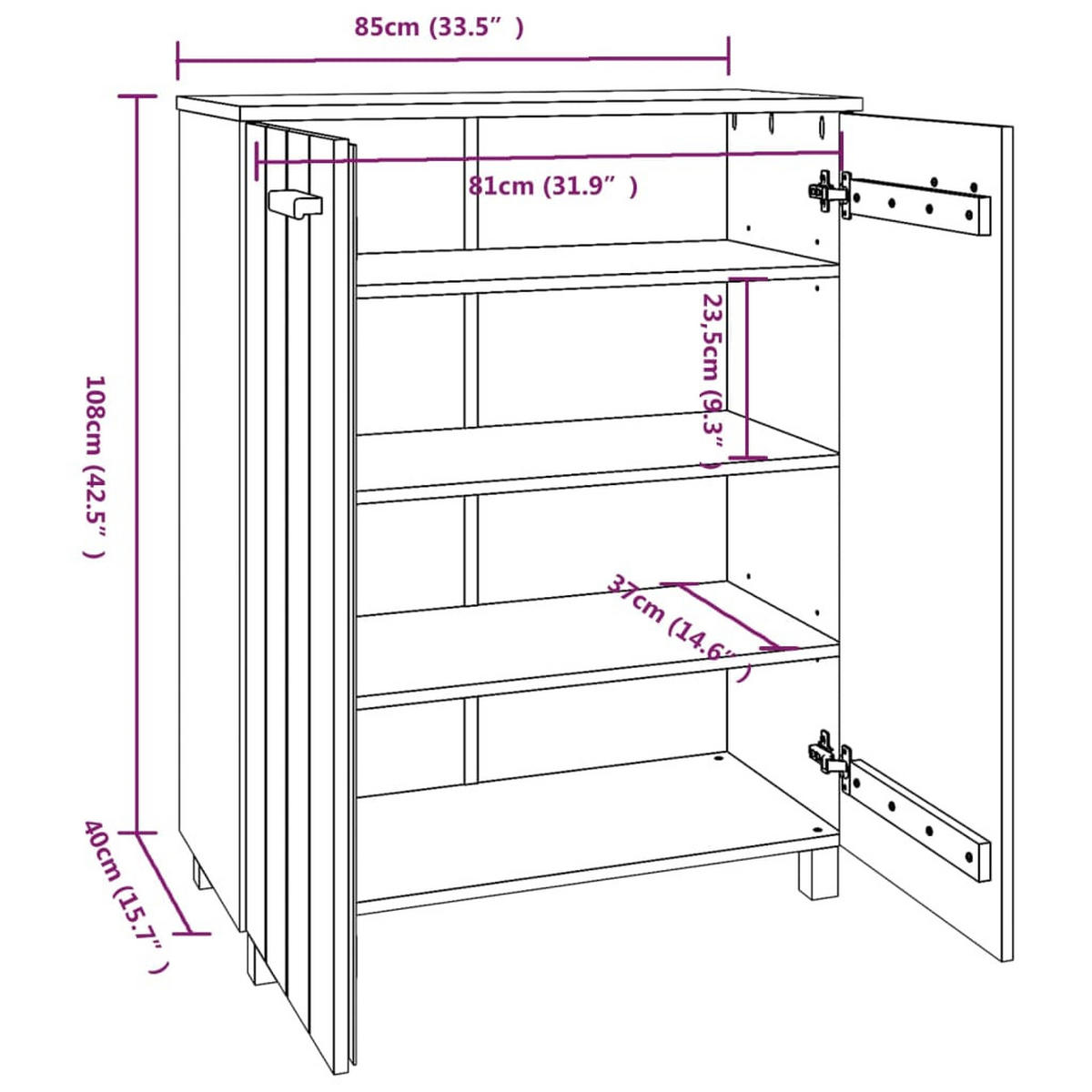 SCHUHSCHRANK Filderstadt 85/40/108 cm - Braun, Holzwerkstoff (85/108/40cm) - Nettlife
