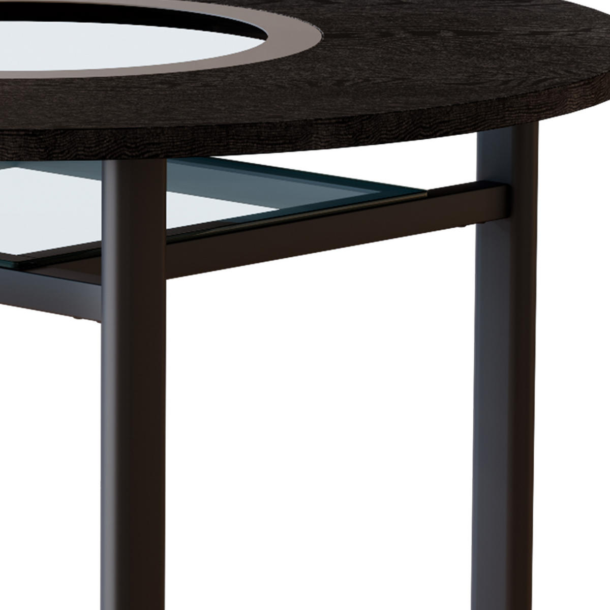 ESSTISCH 100/100/76 cm Schwarz rund mit Glaseinlage MDF und Metallgestell - Schwarz, Holzwerkstoff (100/100/76cm) - OKWISH