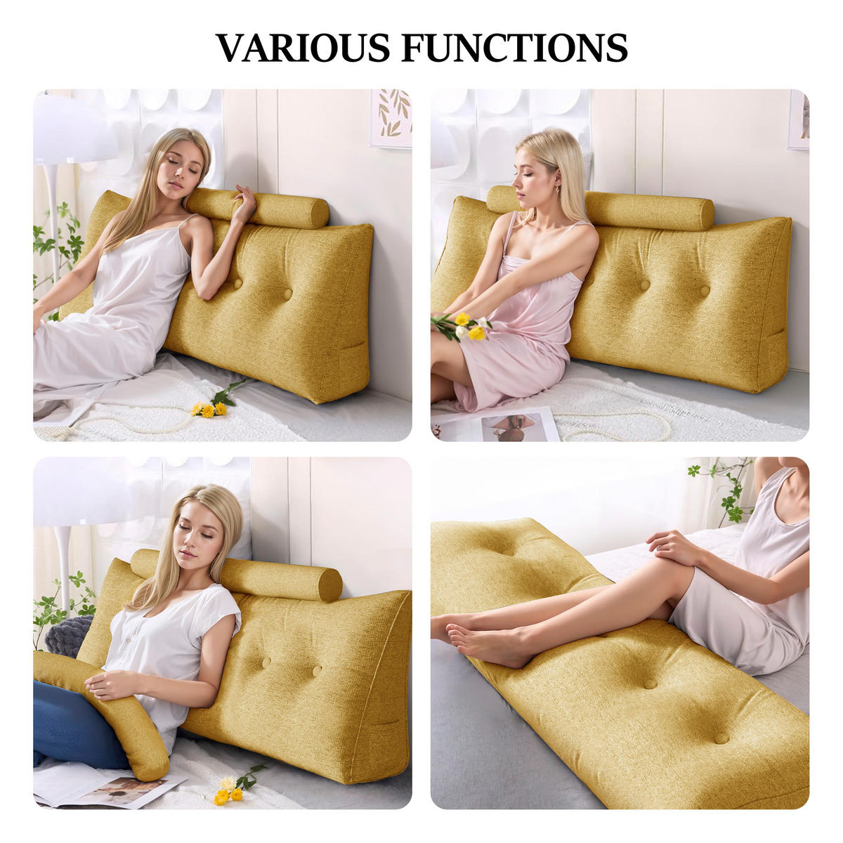 KEILKISSEN mit einem runden Kissen 2er-Set Leinen gelb 160cm - Gelb, Textil (20/160cm) - Vercart
