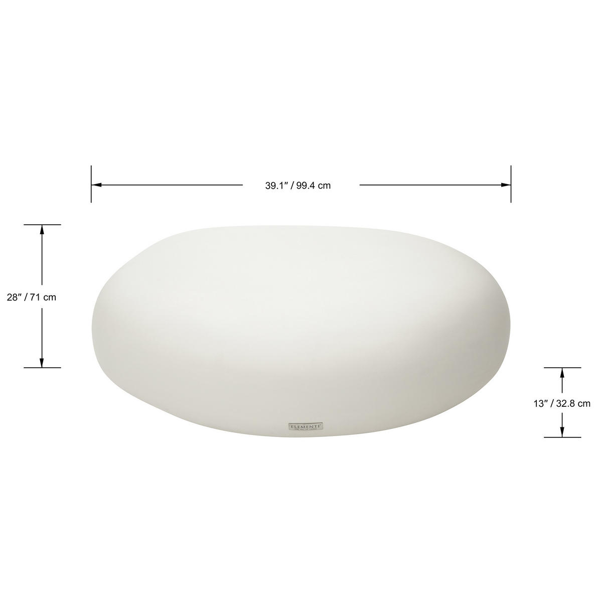 COUCHTISCH HAWAII Steinform Mittel Betonoptik 99 x 71 x 32 cm - Creme, Naturmaterialien (99/71/32cm) - Elementi
