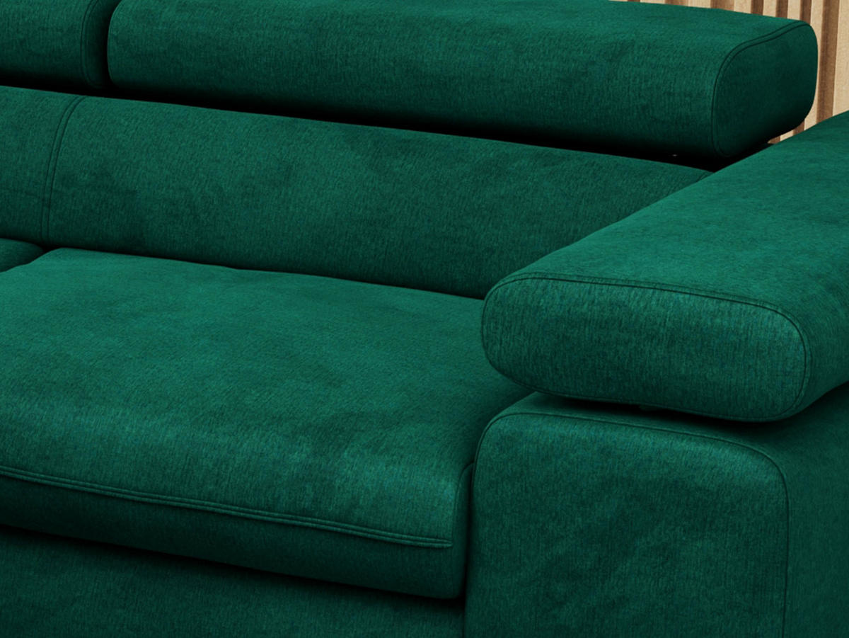 ECKSOFA PETER L Dunkelgrün Velvet - Links Seite - Dunkelgrün/Schwarz, Textil/Metall (208/273cm) - MKS