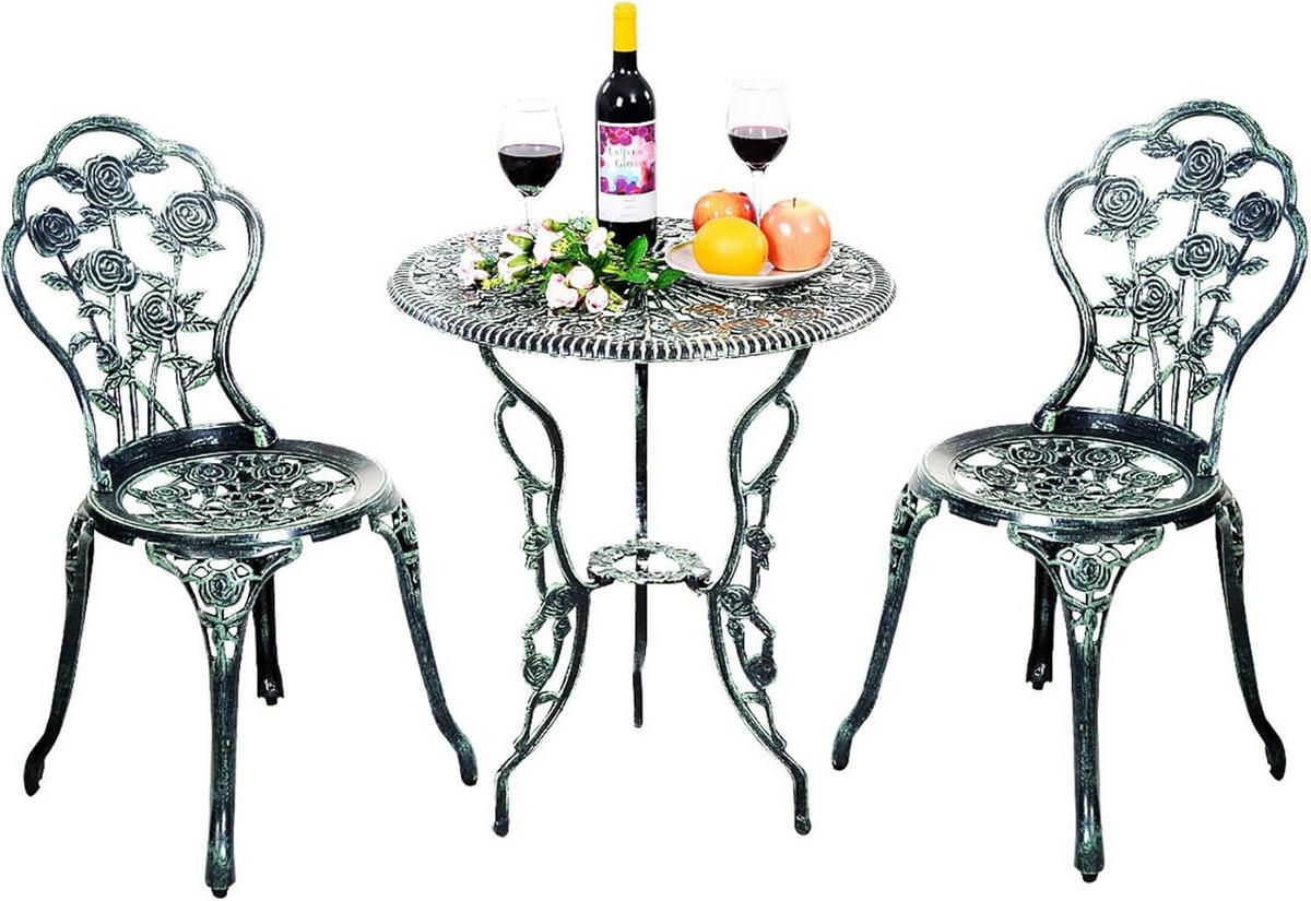 ESSTISCH-SET 3-teilig Grün - Grün, Metall - COSTWAY