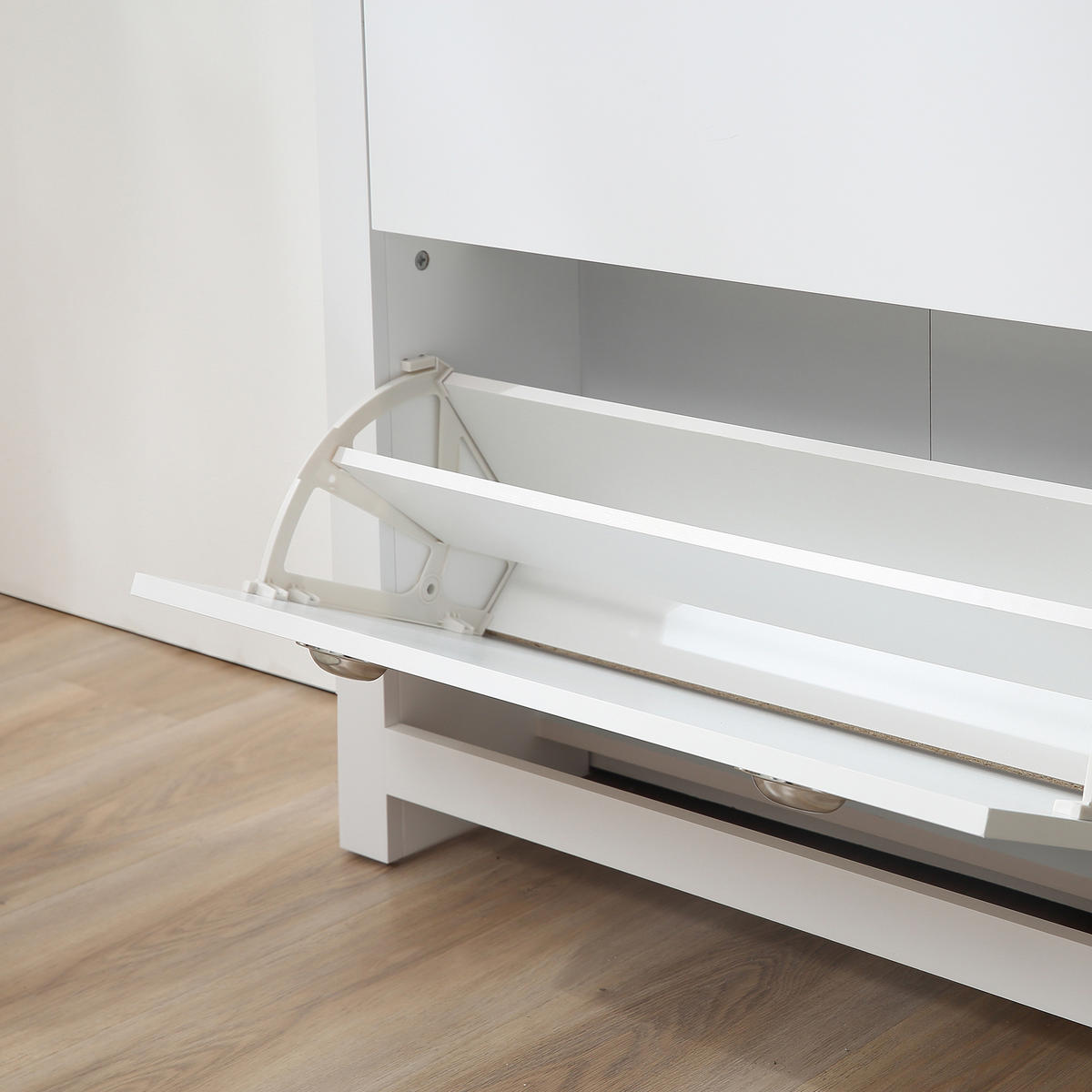 SCHUHSCHRANK DE-14976 2 Klapp-Schubladen mit verstellbaren Böden Weiß - Weiß, Holzwerkstoff (79/90.5/23cm) - ComfortXL