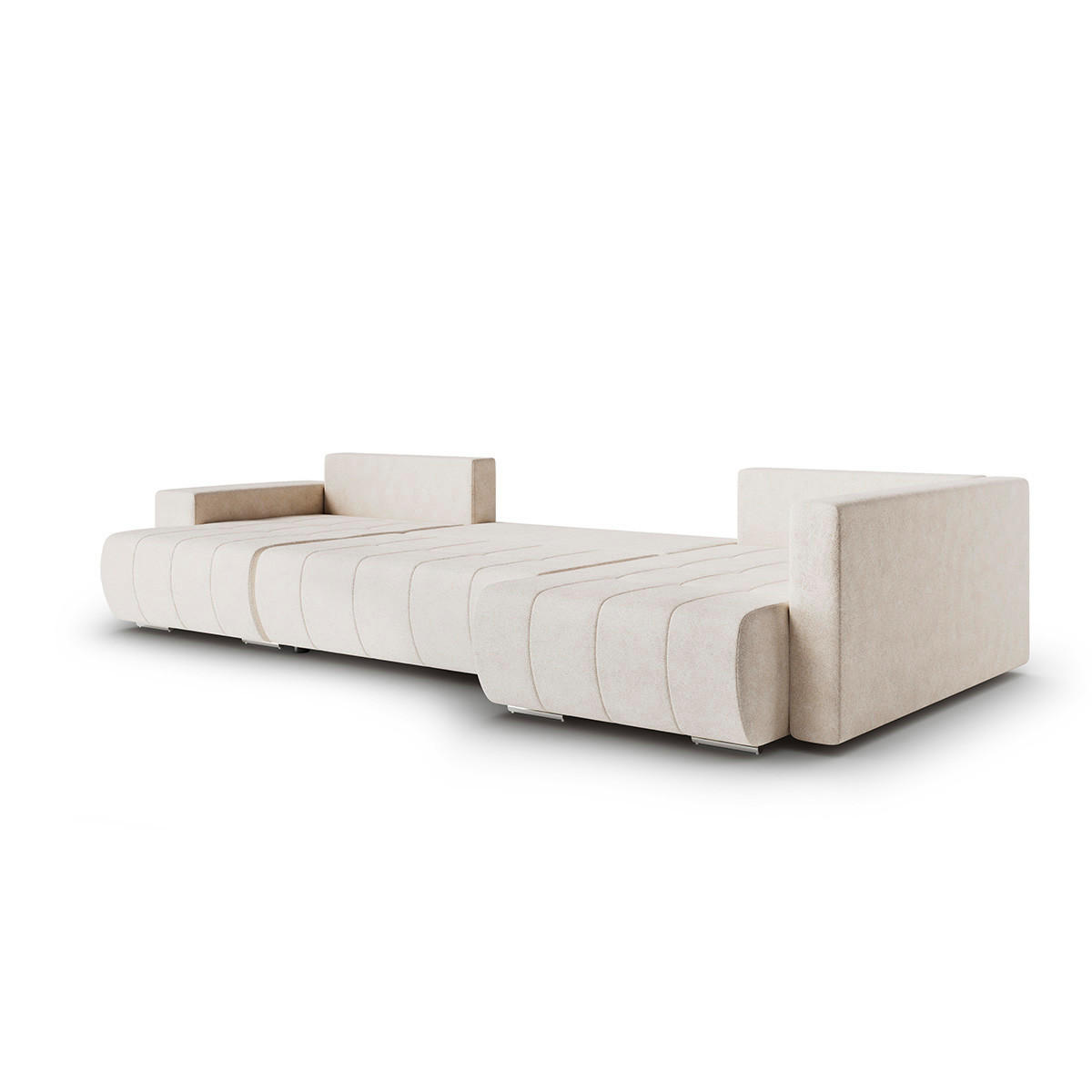 PANORAMASOFA Sergio 5 Sitzplätze Beige - Beige, Holz (392/82/185cm) - Petits-meubles