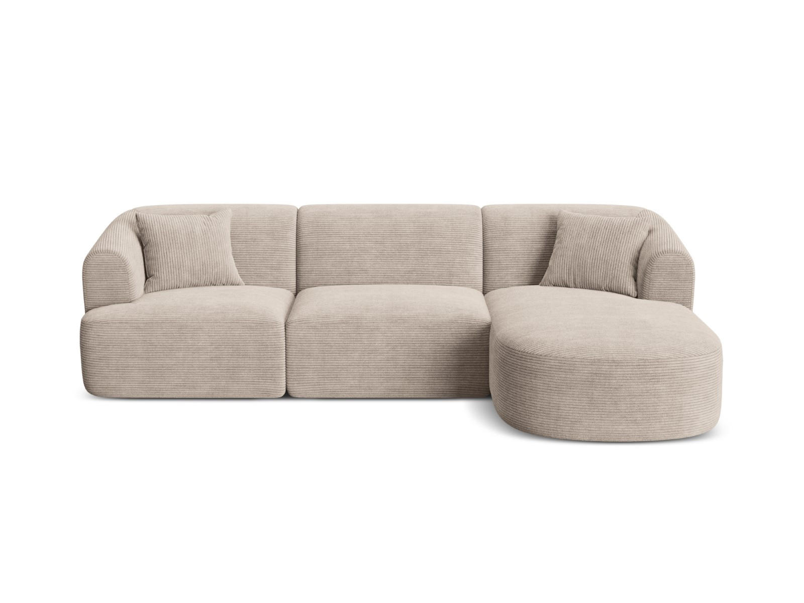 MODULARES-ECKSOFA rechts Campi aus Cord cappuccino 4 Sitzplätze - Cappuccino, Textil (156/256cm) - Cosmopolitan Design