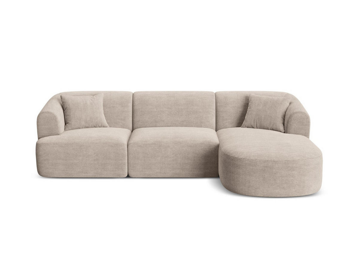 MODULARES-ECKSOFA rechts Campi aus Cord cappuccino 4 Sitzplätze - Cappuccino, Textil (156/256cm) - Cosmopolitan Design