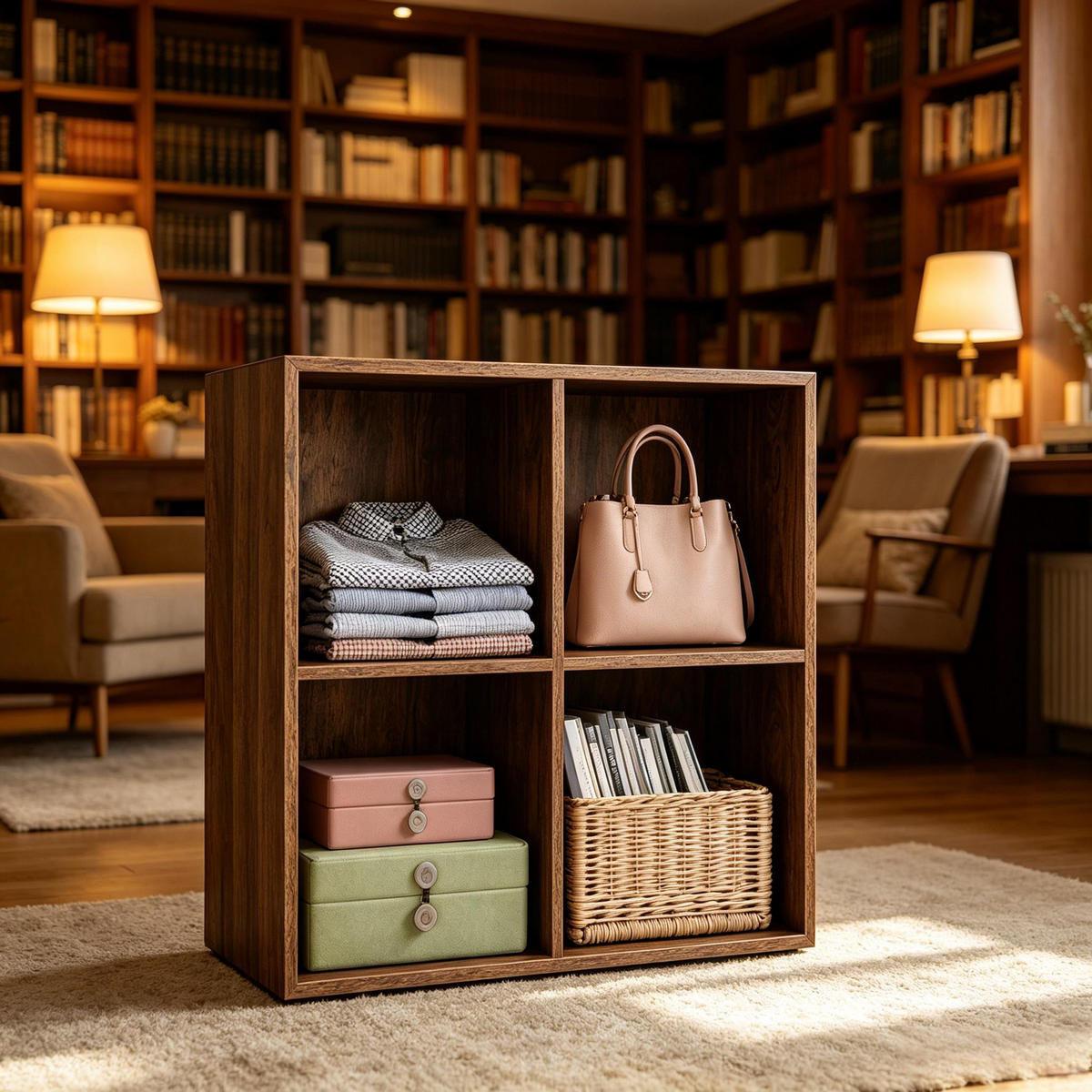BÜCHERREGAL Dunkelbraun 4 Fächer 60/29/60 cm - Wildeiche, Holzwerkstoff (29/59.8/59.6cm) - PANGIVO