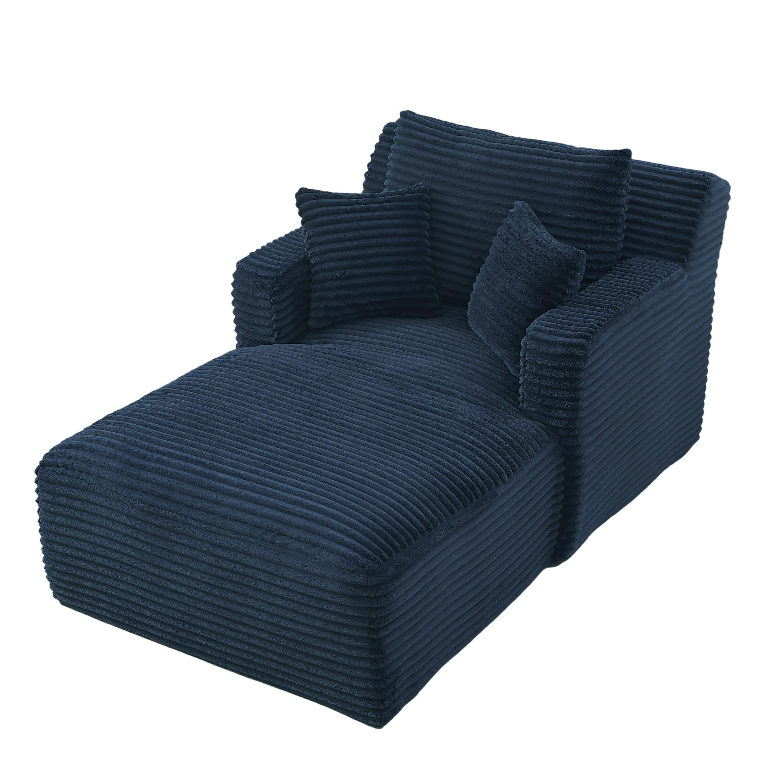 SCHLAFSESSEL DE-34906 Cord mit Schlaffunktion Blau - Blau, Textil (100/82/166cm) - ComfortXL