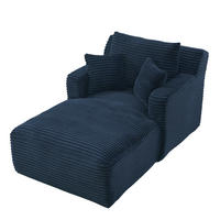 SCHLAFSESSEL DE-34906 Cord mit Schlaffunktion Blau - Blau, Textil (100/82/166cm) - ComfortXL