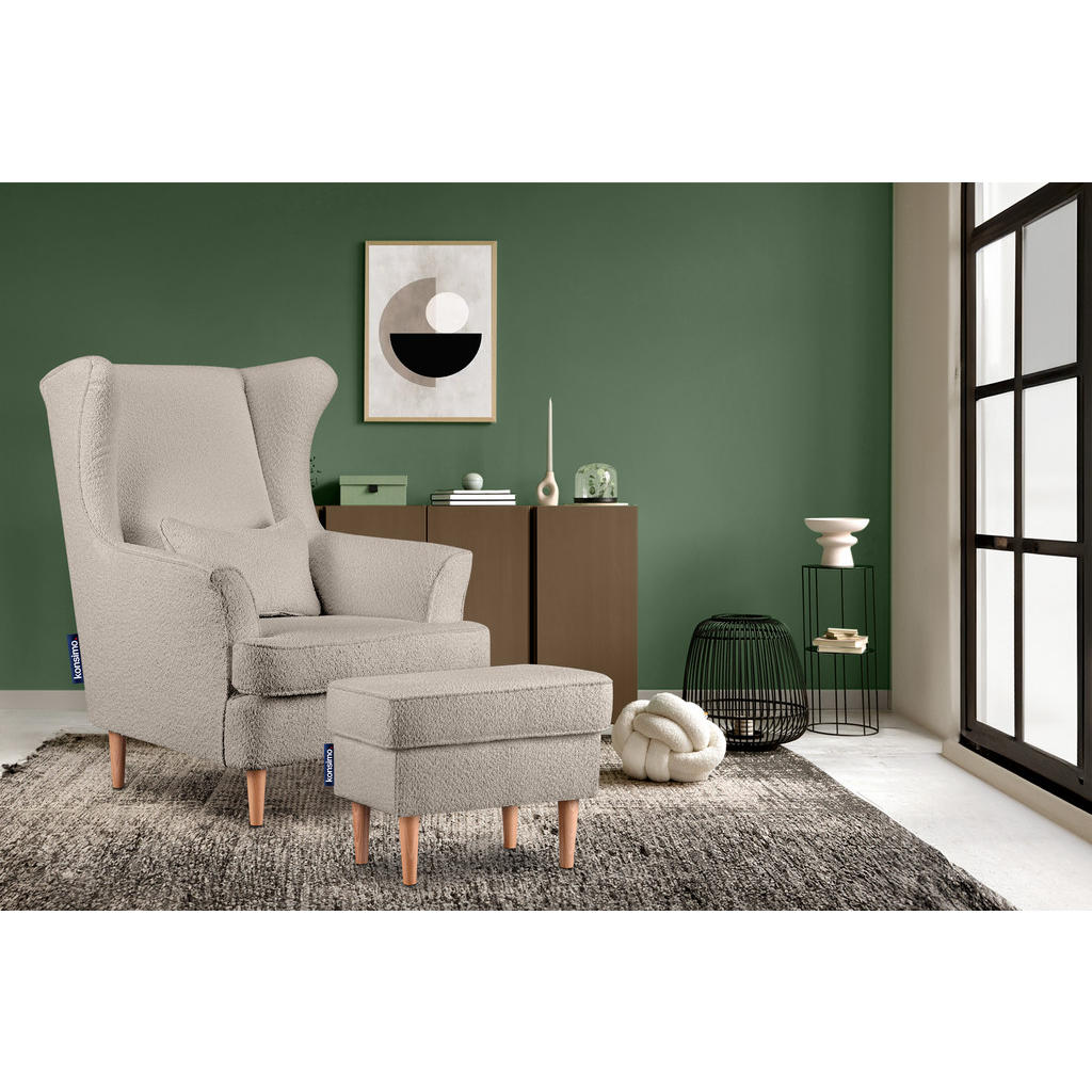 Thumbnail - Konsimo® Sitzhocker, Beige, Textil, 41x43x56 cm, Wohnzimmer, Hocker, Sitzhocker
