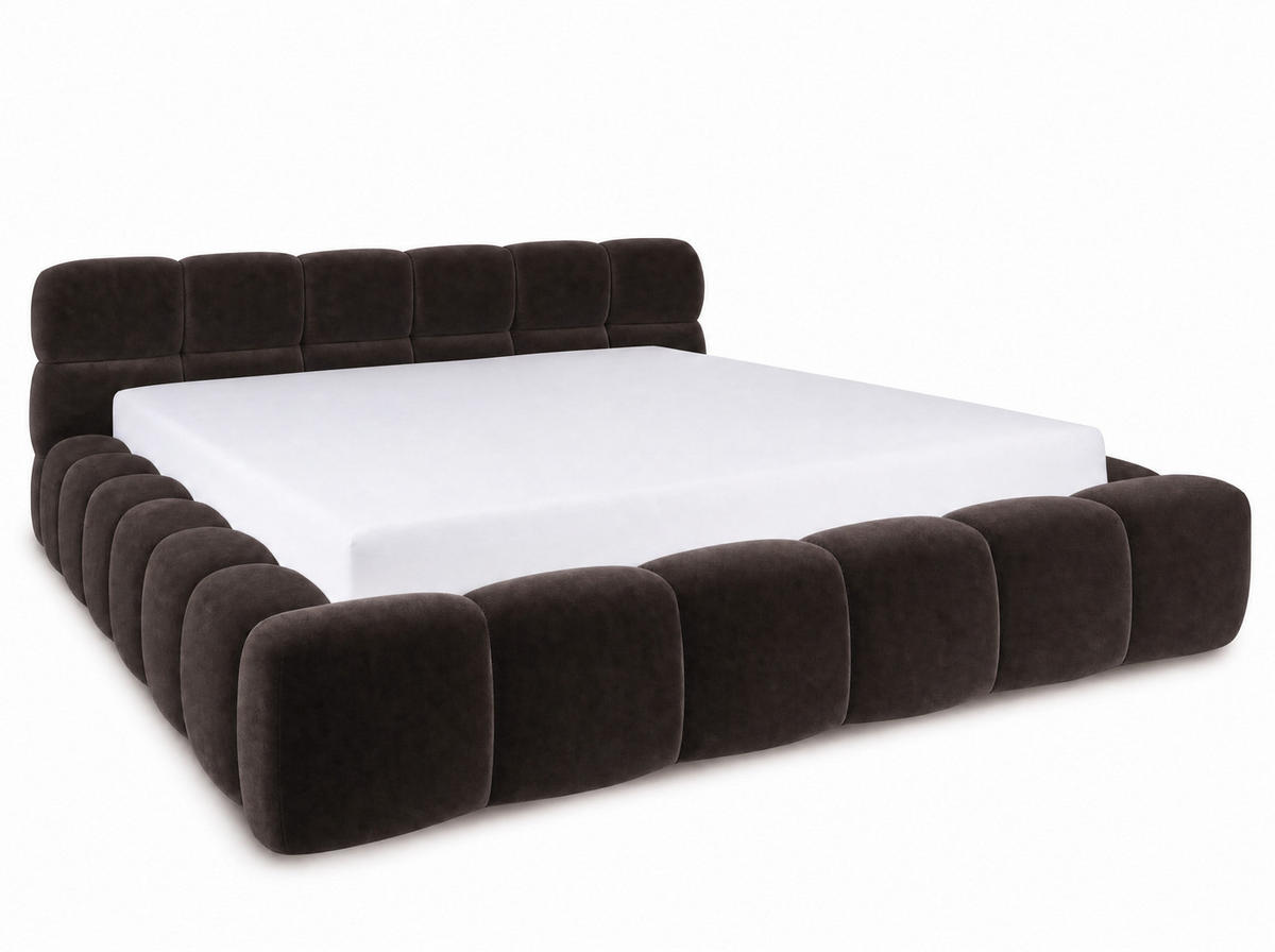 POLSTERBETT Miley Braun 180/200 cm Samt mit Bettkasten - Braun, Holz/Textil (180/200cm) - wonello