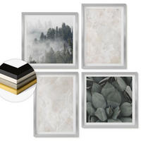 WANDBILDER 4er Set - 50x50 cm & 40x60 cm Silberner Rahmen - Steinpastellmarmor - Silberfarben, Kunststoff (50/50cm) - ArtPrintCave