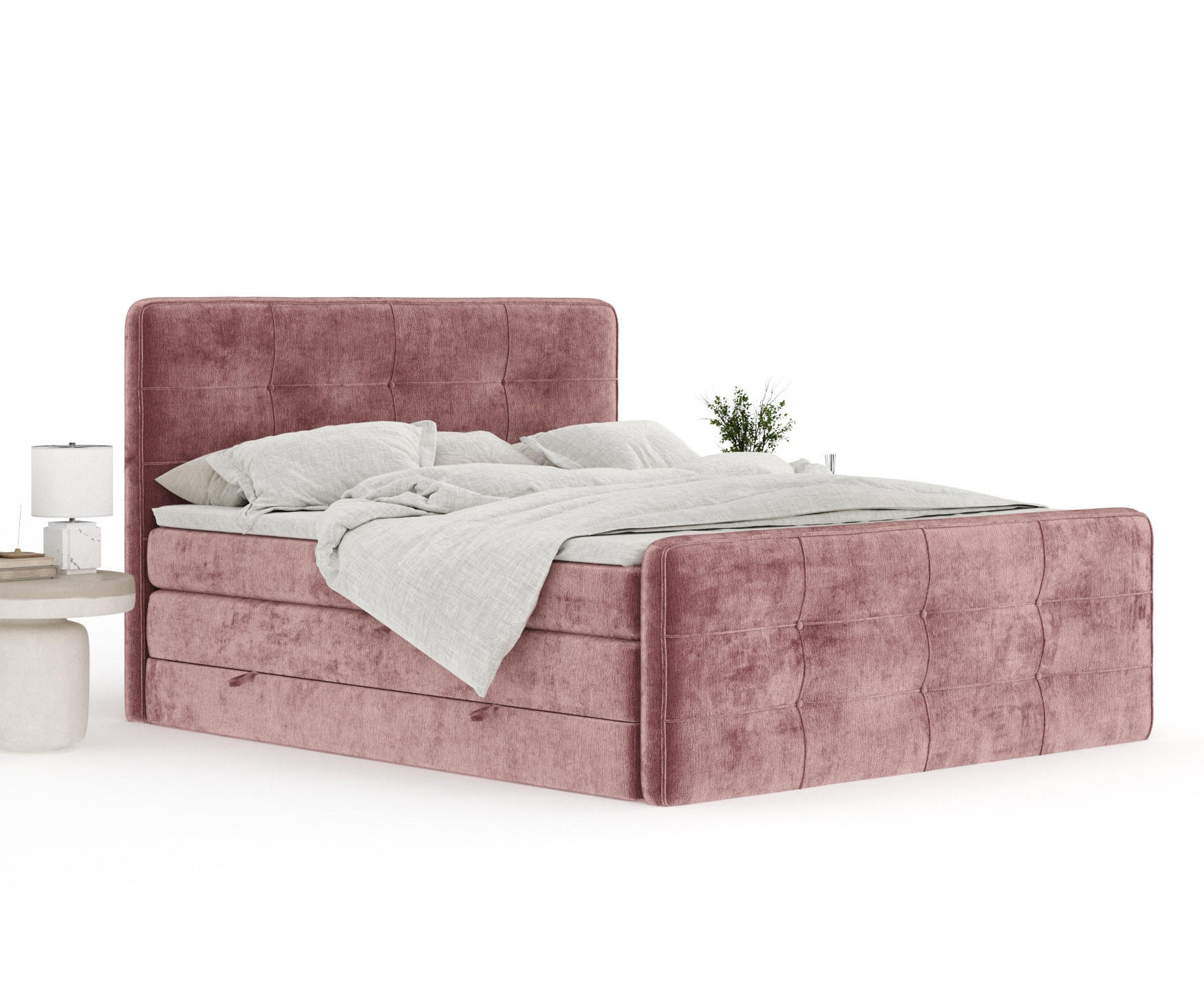 Thumbnail - Maison de Reve Boxspringbett, Rosa, Textil, Buche, Kiefer, H3 + H4, 7-Zonen, Höhe ca. 40 cm, 160x200 cm, Handmade in Eur...
