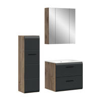 BADEZIMMER Alba 4-tlg. (B/H/T: ca. 105/185/46 cm) in Nox Oak /schwarz matt - Eichefarben, Holz (105/185/46cm)