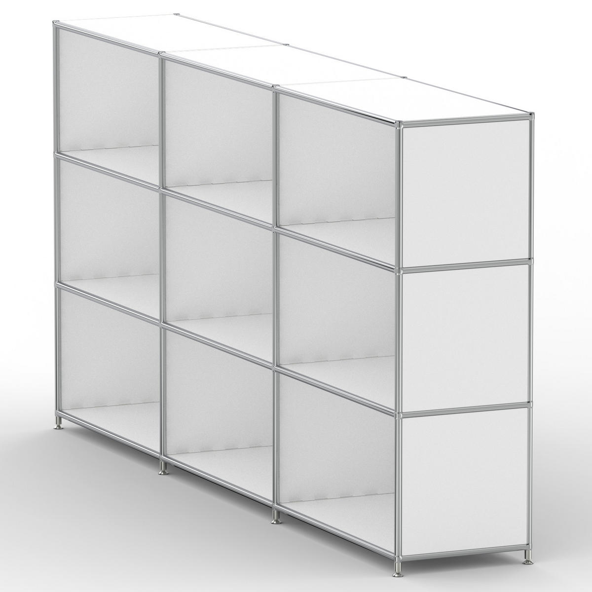AKTENSCHRANK Büro, 9 offene Fächer, Breite 227 cm, Signalweiß - Chromfarben/Weiß, Metall (40/118/227.2cm) - Versee