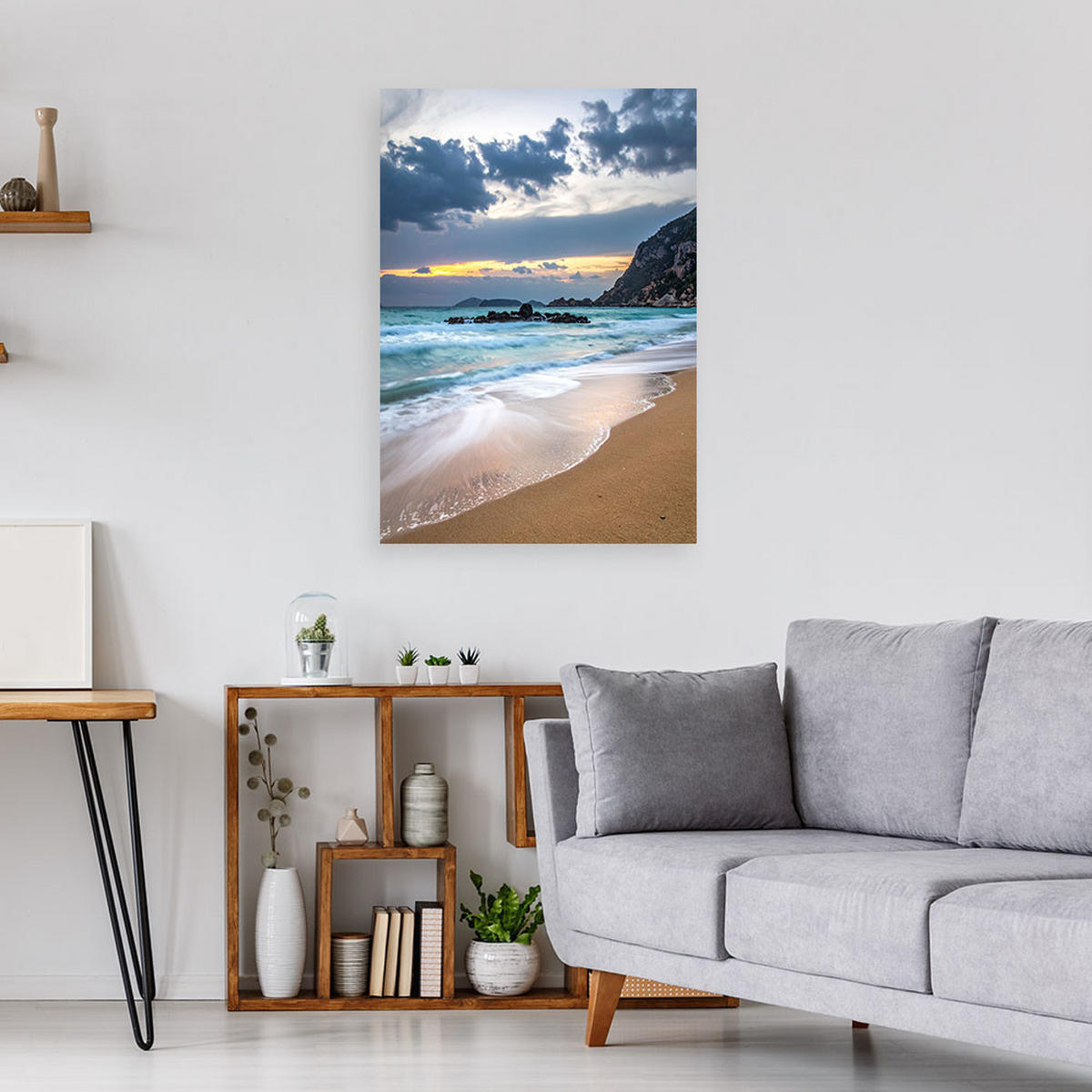 BILDER, Strand Meer Felsen Landschaft - Blau, Textil (40/60cm) - Feeby