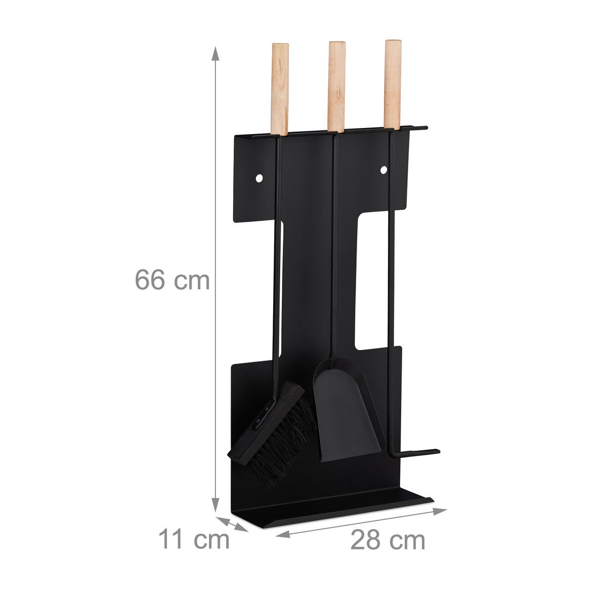 KAMINBESTECK - Schwarz, Holz/Metall (28/66/11cm) - Relaxdays
