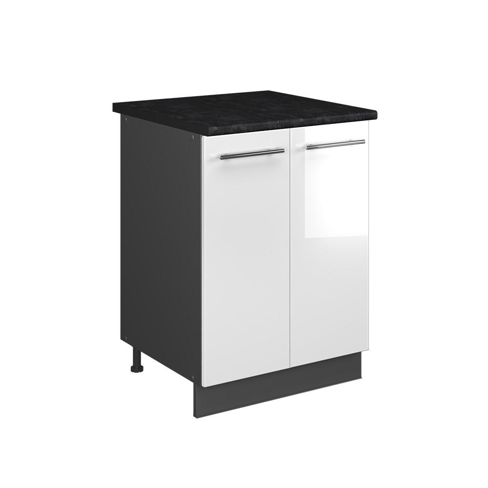 SPÜLENUNTERSCHRANK Fame-Line, Weiß Hochglanz/Anthrazit, 60 cm - Weiß Hochglanz/Anthrazit, Holzwerkstoff (60/82/60cm) - Vicco